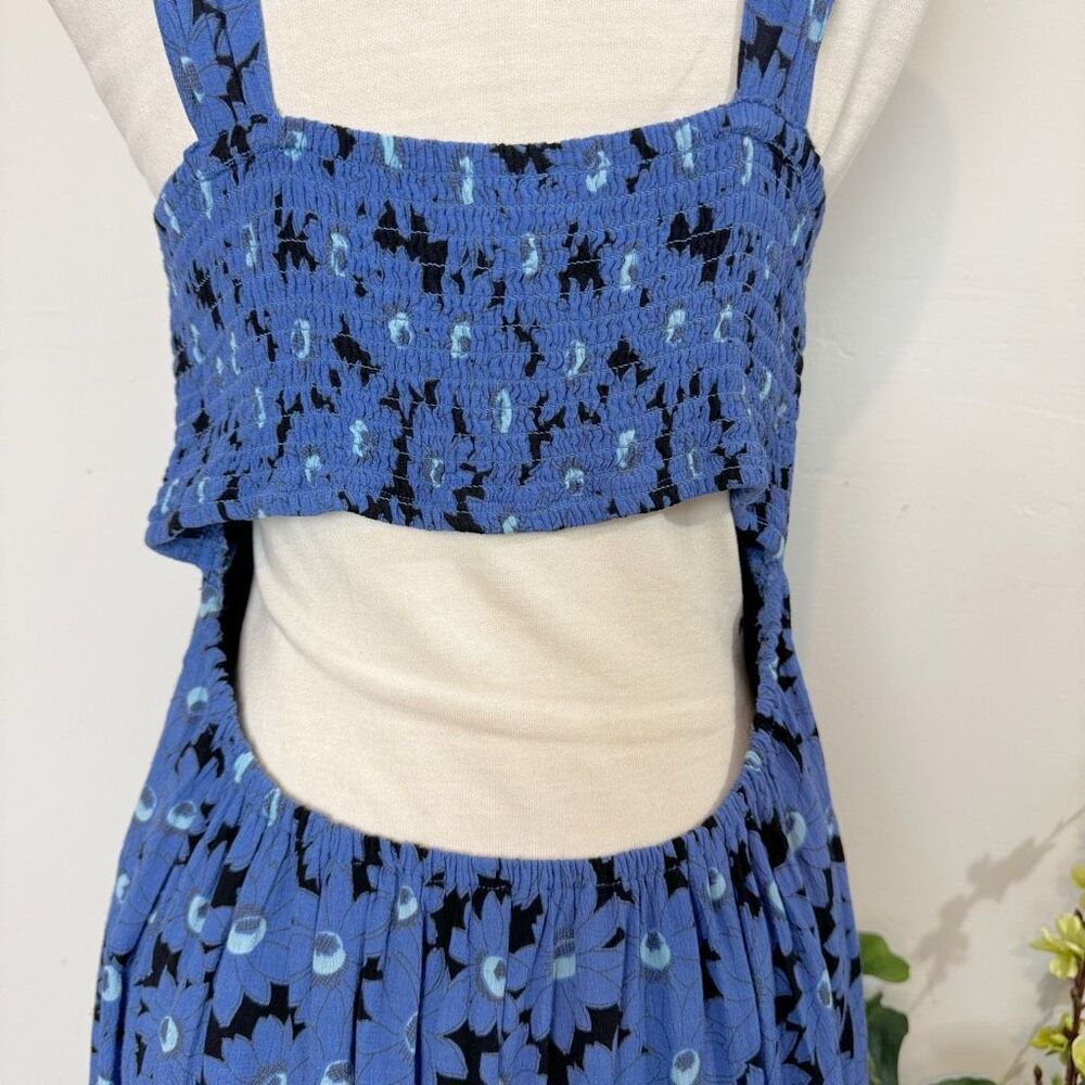 FREE PEOPLE * Rosalee Midi Dress | large | blue floral - Picture 7 of 10